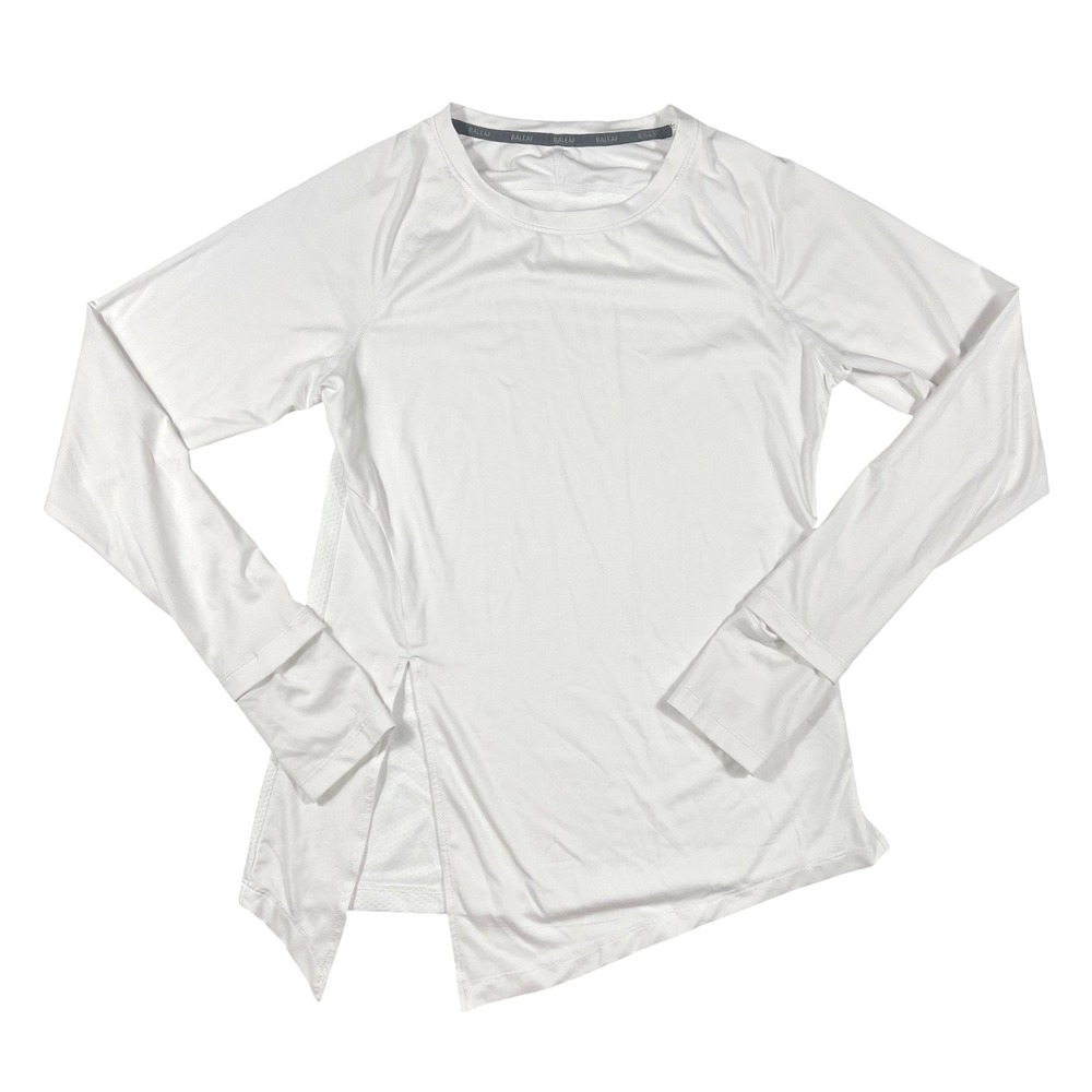 Baleaf Womens XS White Long Sleeve Athletic Top Mesh Back Thumbholes UPF 50+